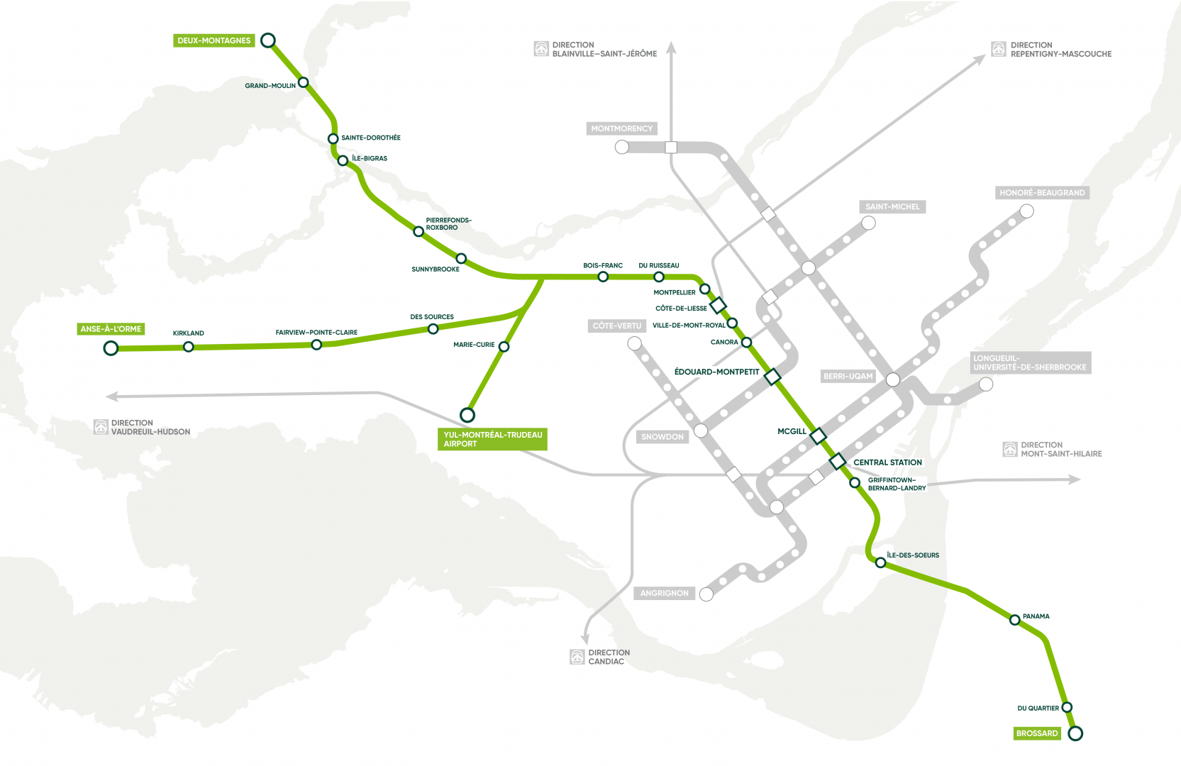 Carte du trajet du REM Carte du trajet du REM
