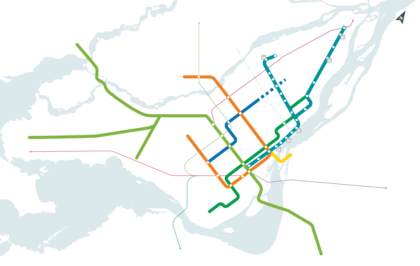 Connexions au réseau de transport du REM de l'Est Connexions au réseau de transport du REM de l'Est