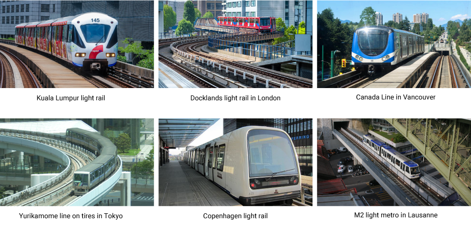 Automated light rail metro examples