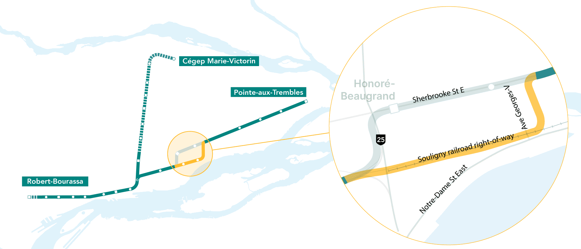 Zoom in to the proposed route option 