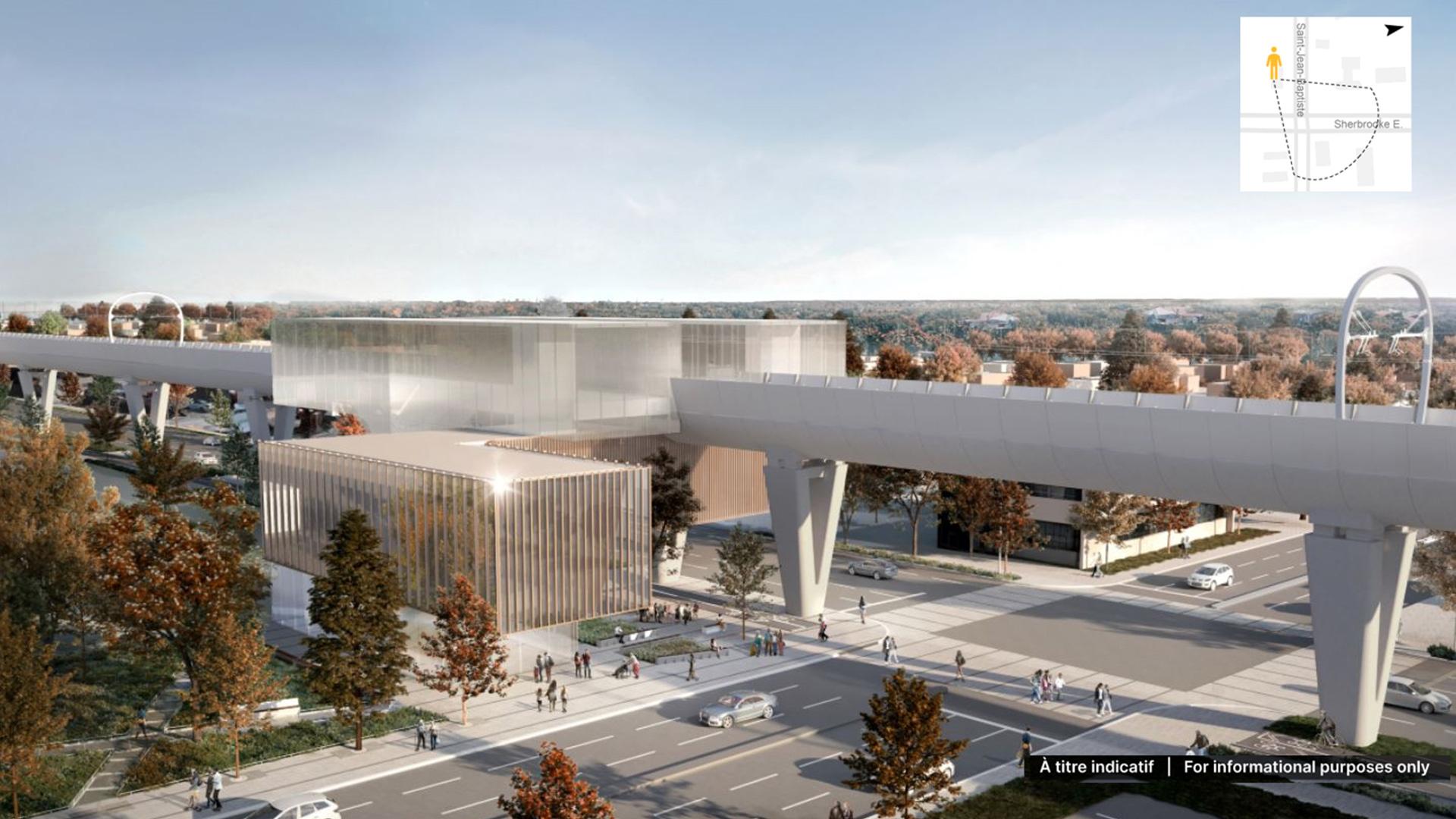 Preliminary rendering of Saint-Jean-Baptiste station of the REM de l'Est