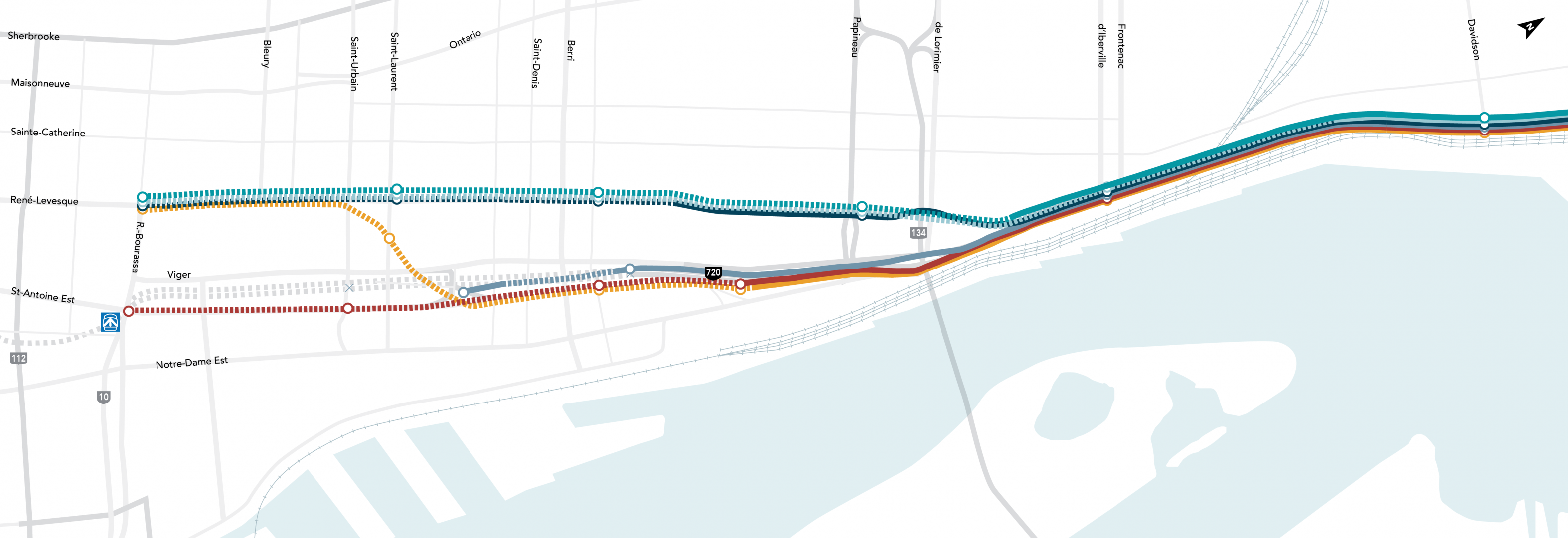 Scénarios étudiés pour l'insertion au centre-ville de Montréal Scénarios étudiés pour l'insertion au centre-ville de Montréal