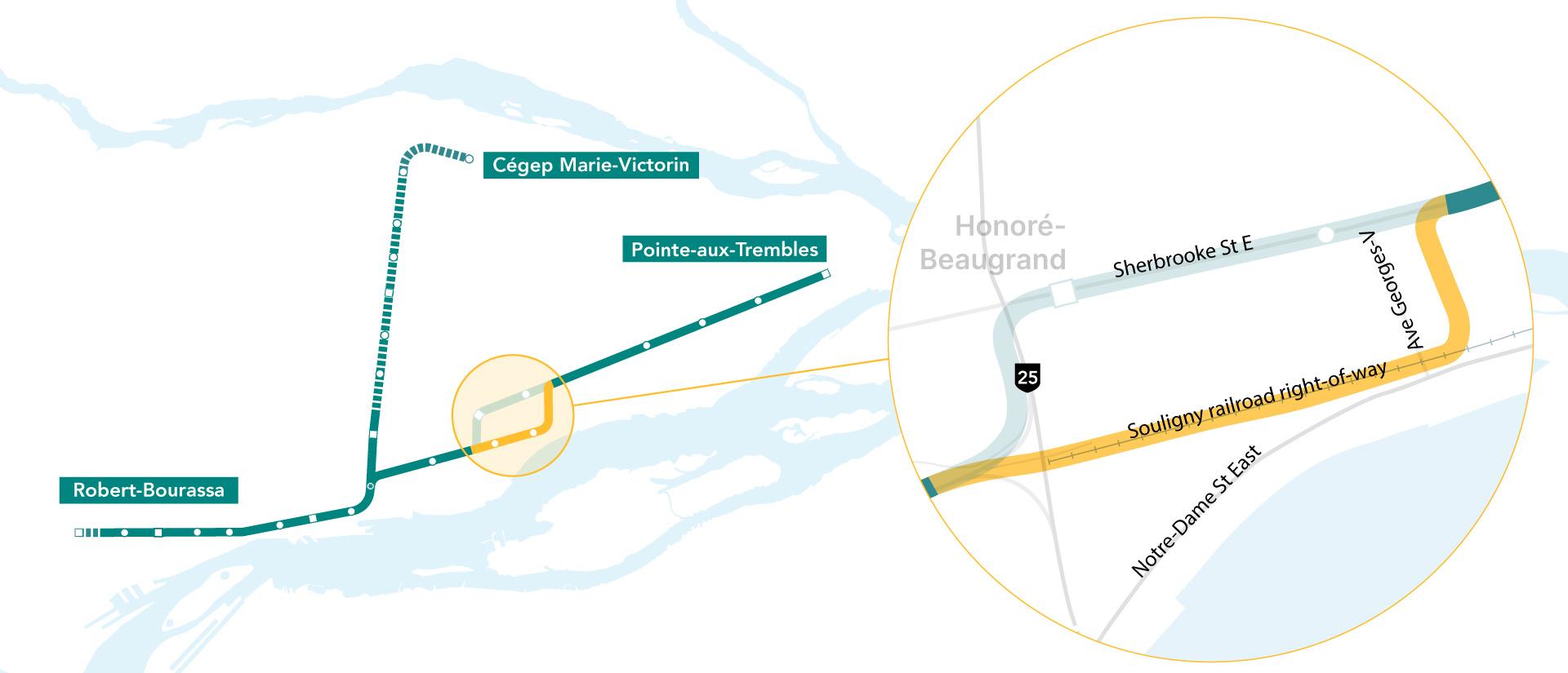 Proposed new alternative on the Souligny railroad right-of-way Proposed new alternative on the Souligny railroad right-of-way